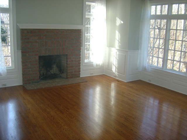 Empty Living Room with Fireplace - Before